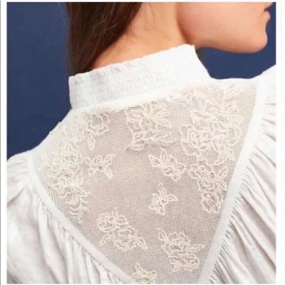 Anthropologie Peasant Top Womens Small Edda Embroidered Dolman Blouse Cream Boho - Picture 2 of 6